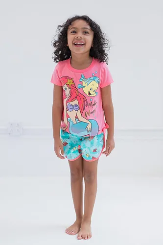 Miniatura 2 de Disney Frozen Moana Princess Tiana - Conjunto de camiseta con peplum floral y pantalones cortos de felpa francesa para niños pequeños a grandes
