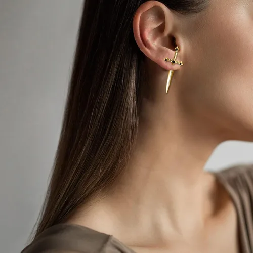 Miniatura 3 de Aretes de espada para mujer, aretes góticos punk, circonita cúbica, daga gótica, aretes de rosca en la parte posterior, regalos de joyería