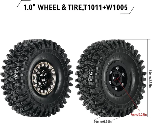 Miniatura 2 de INJORA Juego de 4 neumáticos Beadlock de latón 1.0 para 1/18 TRX4M 1/24 RC Crawler Car Axial SCX24 FMS FCX24 Gladiator Bronco C10 JLU Deadbolt B17