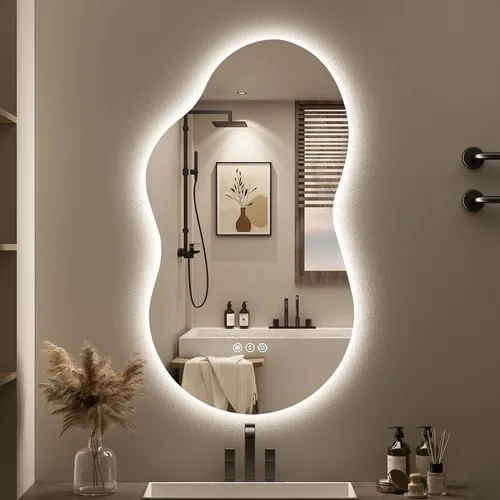 Miniatura 42 de 24x30 Espejo de baño LED con marco negro con luces, retroiluminado + iluminación frontal, espejo de tocador iluminado antivaho para pared de baño
