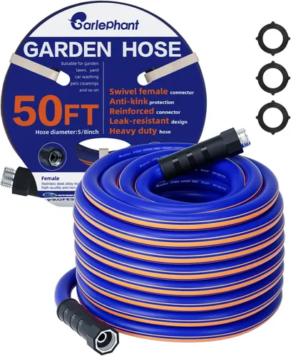 Miniatura 7 de Manguera corta de jardín de 6 pies x 5/8 pulgadas, manguera hembra a hembra con mango giratorio, resistente, flexible, resistente, ligera