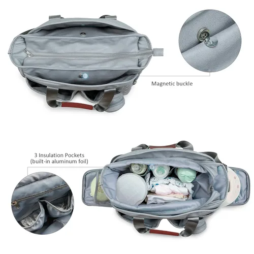 Miniatura 3 de Bolsa para extractor de leche – Bolsa de pañales para bebé con funda para laptop y bolsillo de aislamiento, se adapta a la mayoría de extractores
