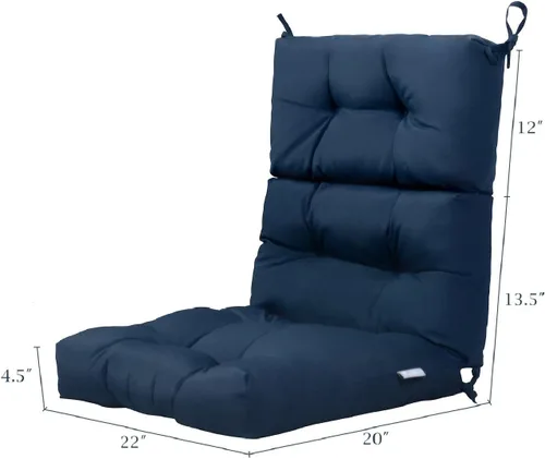 Miniatura 4 de Tangkula Cojín para silla de respaldo alto para patio, almohadillas de asiento para silla con lazos antideslizantes, cojines de repuesto