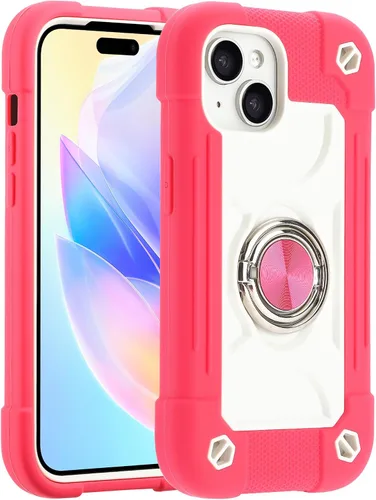 Miniatura 58 de MARKILL Funda compatible con iPhone 15 de 6.1 pulgadas con soporte integrado, [grado militar resistente de cuerpo completo] protección contra Rosa