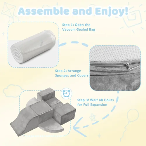 Miniatura 7 de JWPEHOE Juguetes de escalada para niños pequeños de 7 piezas para interiores, bloques de escalada de espuma, estructuras de juego suaves, juguetes