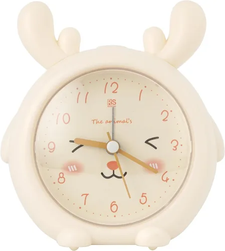Miniatura 13 de Reloj despertador de silicona silencioso sin tictac para niños, con diseño de animal, para viajes, con luz nocturna (A- conejo blanco)