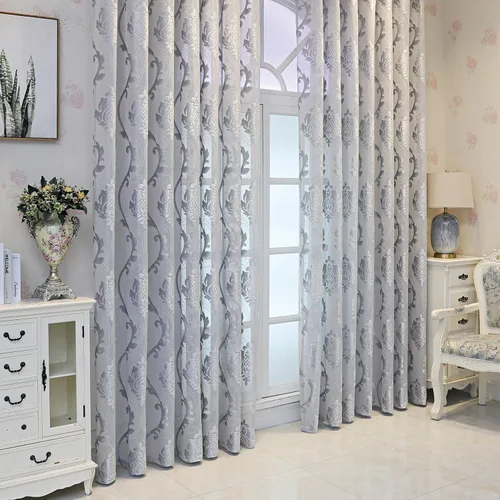 Miniatura 18 de VOGOL Cortinas traslúcidas de 84 pulgadas de largo, cortinas traslúcidas blancas con bordado floral europeo para sala de estar, comedor, bolsillo