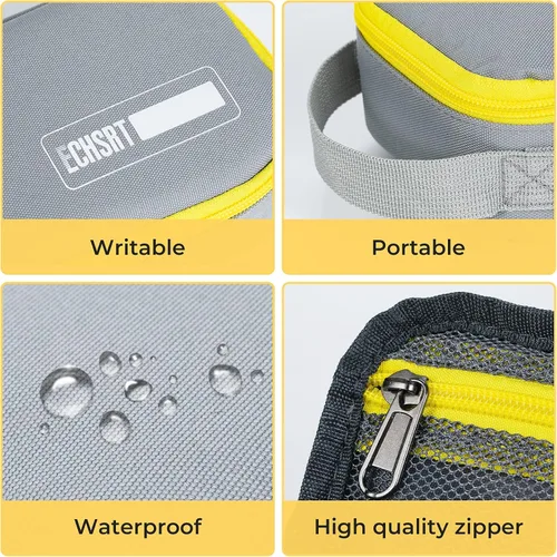 Miniatura 5 de Estuche grande para lápices, estuche duradero para bolígrafos con gran capacidad, bolsa de papelería portátil minimalista con asa para escuela, Gris