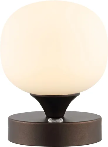 JONATHAN Y JYL7112A - Lámpara de mesa LED recargable moderna de bronce aceitado de 6.13 pulgadas, pantalla de vidrio blanco esmerilado, luz táctil