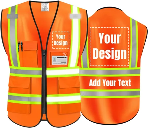 Miniatura 10 de Chaleco de Seguridad Reflectante de Alta Visibilidad Personalizable con Logo y 5 Bolsillos Hi Vis Chaleco Ropa de Trabajo Protectora para Exteriores