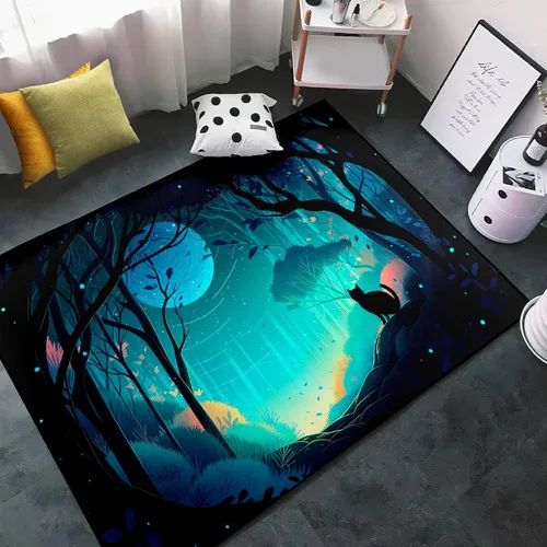 Miniatura 24 de Alfombra de gato para habitación de niñas, diseño de dibujos animados, decoración para dormitorio, bonita alfombra de área de gatos, alfombras