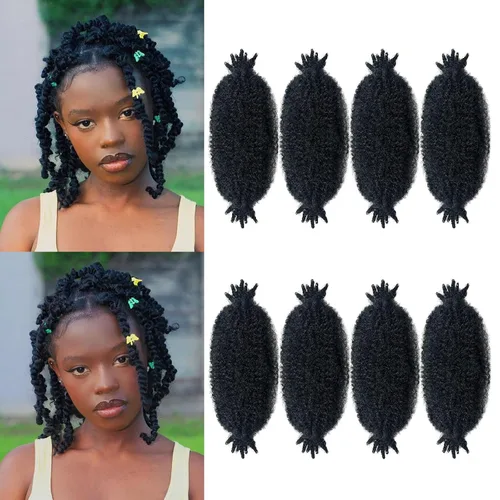 Miniatura 15 de Trenzas de pelo rizado anudadas a crochet estilo afro Marley, 12 pulgadas, pelo pre-separado y trenzado en resorte, trenzas de pelo afro rizado y 4#