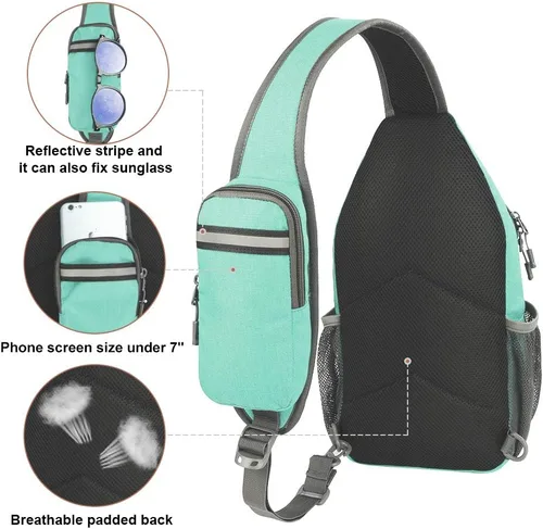 Miniatura 141 de WATERFLY Bolsa pequeña de senderismo: mochila cruzada para el pecho, mochila para hombres y mujeres con correa de hombro agradable a la piel
