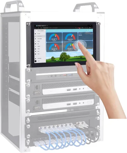 GeeekPi 9 pulgadas 1280x720 pantalla táctil LCD 3U Rack Mount Monitor para DeskPi RackMate T0/T1/T2/T0 Plus/T1 Plus/TL1 Server Cabinet y 10 pulgadas