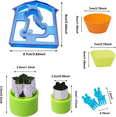 Miniatura 2 de Cortador de pan sándwich para niños, forma de frutas y verduras, juego de cortador de galletas para niños y niñas, lonchera Bento Box