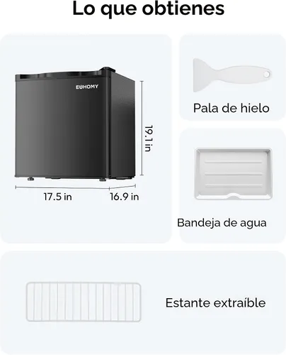 Miniatura 8 de EUHOMY Mini refrigerador de 1.7 pies cúbicos, refrigerador compacto reversible de una sola puerta, termostato ajustable, ahorro de energía, mini