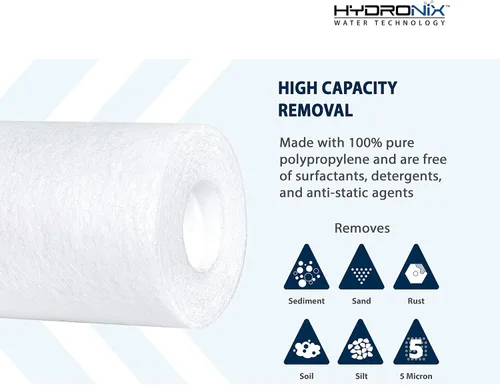 Miniatura 6 de Hydronix SDC-25-2005 Cartucho de filtro de agua para sedimentos 2.5" x 20" - 5 micras - Toda la casa, sistemas de ósmosis inversa o uso comercial