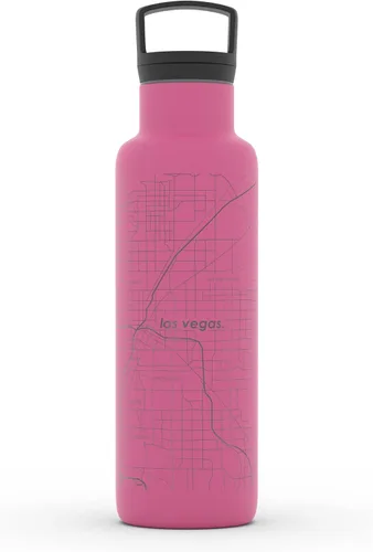 Miniatura 25 de Well Told Botella de agua aislada con mapa de Washington DC grabado, botella de acero inoxidable grabada (21 onzas, blanco) botella aislada de mapa