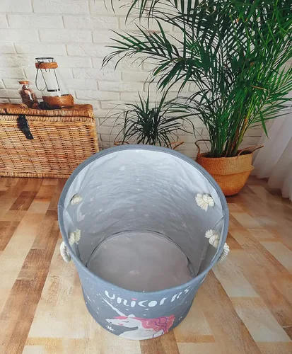 Miniatura 5 de Cesta redonda para ropa sucia, cestas de almacenamiento para guardería, cestas de regalo para el hogar, oficina, decoración del hogar Unicornio