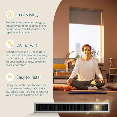 Miniatura 2 de Somfy Kit de paneles solares de iones de litio sin cables, energía solar para persianas RTS, larga duración, fácil de instalar, incluye soportes