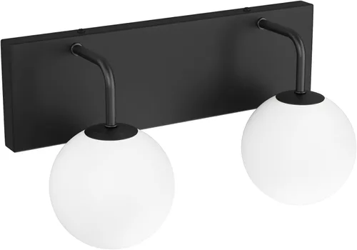 Miniatura 9 de Tipace Lámpara de tocador negra, 2 luces modernas sobre espejo con globo blanco leche blanca para baño (excluye bombilla)