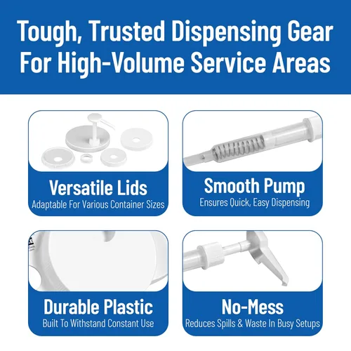 Miniatura 5 de Carlisle FoodService Products Kit universal de bomba de condimentos/dispensador con 5 tapas, color blanco