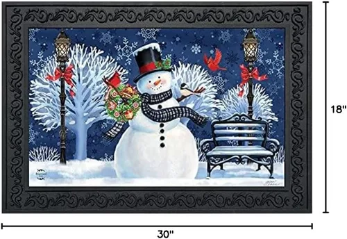 Miniatura 2 de Alfombra de puerta de Navidad con muñeco de nieve y temática festiva de Briarwood Lane Muñeco de nieve anim