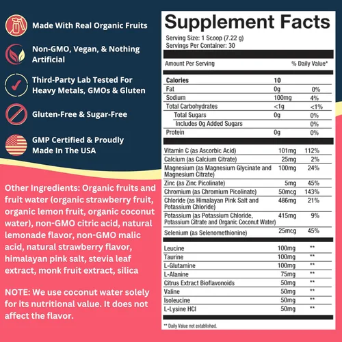 Miniatura 5 de Real Hydration Advanced Electrolyte Powder - Hecho con frutas orgánicas reales y sal rosa - Cero azúcar y vegano - Soporte de hidratación, inmune