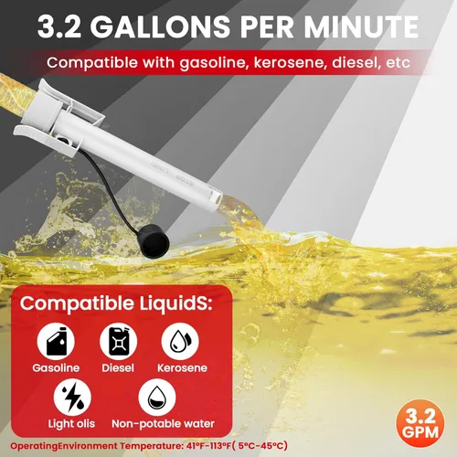 Miniatura 8 de anngrowy Bomba de transferencia de combustible alimentada por batería con parada automática, transferencia de bomba de lata de gas con 4
