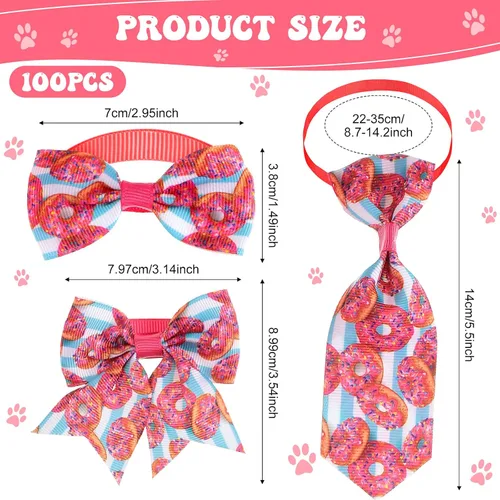 Miniatura 2 de Reginary El juego de 100 piezas de collar de corbatín para perro incluye 40 corbatas para perros y 30 corbatines para cachorros, 30 flores
