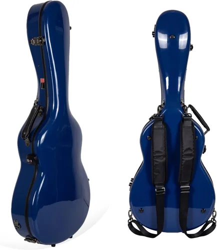 Miniatura 16 de Crossrock Funda de fibra de vidrio para guitarras acústicas 000/OM de 12 trastes, con compartimento para accesorios, correas de mochila, bloqueo