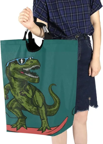 Miniatura 7 de senya Cesta de almacenamiento grande con asas, organizador plegable para ropa de guardería, juguetes, monopatín, dinosaurio