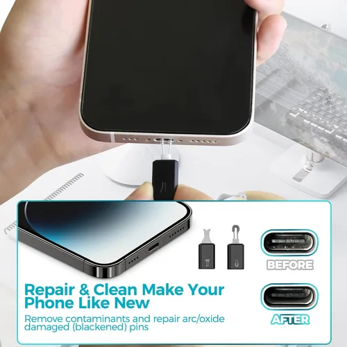 Miniatura 2 de Herramienta de limpieza de puerto de carga para iPhone, kit de limpieza y reparación JiaTeums para iPhone y Airpod, teléfono celular, computadora