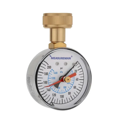 Miniatura 18 de Measureman - Manómetro de presión de agua de 0-200 psi, esfera de 2.5", medidor de presión para boquilla de manguera, probador de presión de agua