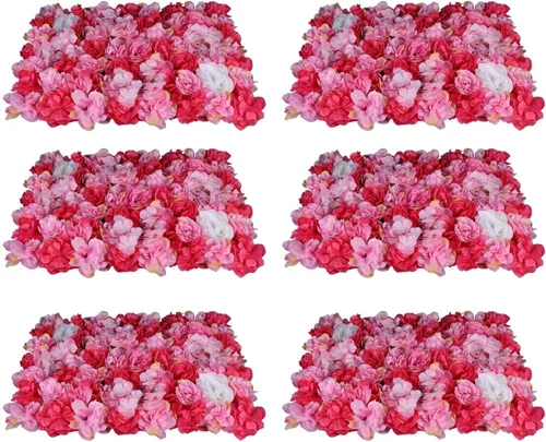 Miniatura 11 de Paneles de flores para decoración de pared, panel de fondo de pared de flores artificiales, decoración de flores, 23.6 x 15.7 in (24 x 16 pulgadas)