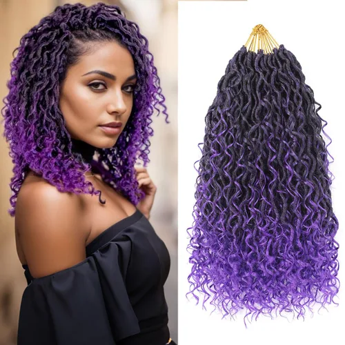 Miniatura 38 de Copper Goddess Faux Locs Cabello de Ganchillo con Puntas Rizadas, 7 Paquetes de 14 Pulgadas Boho Goddess Locs Cabello de Ganchillo, Cabello