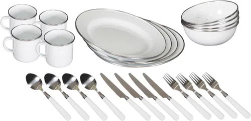 Miniatura 14 de Stansport Deluxe 24-Piece Enamel Tableware Set - Enamel Plates and Bowls Lightweight and Durable Camp Dish Set for Camping and Backpacking Plates