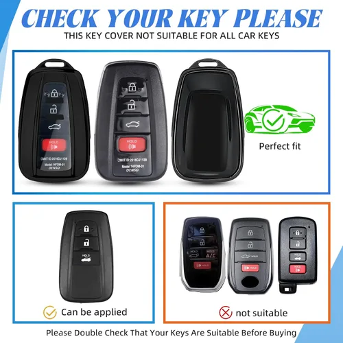Miniatura 2 de MILD EAST - Funda para llavero de Toyota con llavero de cuero, estuche remoto envolvente de TPU premium compatible con Toyota Avalon Highlander