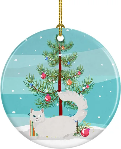 Miniatura 67 de Caroline's Treasures Adorno de cerámica con texto en inglés "Merry Christmas" para colgar en el árbol de Navidad, decoración para el hogar, Navidad