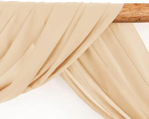Miniatura 3 de LINXTAR Tela para Cortinaje de Arco de Boda 1 Panel 30'' x 18 Pies Gasa Transparente Champán Cortinaje de Arco para Telón de Fondo de Despedida