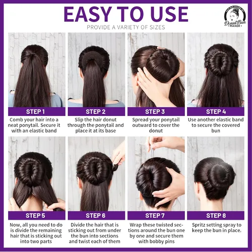 Miniatura 5 de Teenitor Creador de Moños de Cabello para Niñas - Donas para el Cabello, Moño de Ballet en 4 Tamaños, Marrón Claro D-Marrón claro