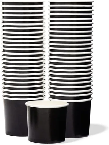 MATICAN 50 cuencos de postre desechables de 11 onzas, color negro resistente, ideales para alimentos calientes o fríos, suministros de fiesta, tazas