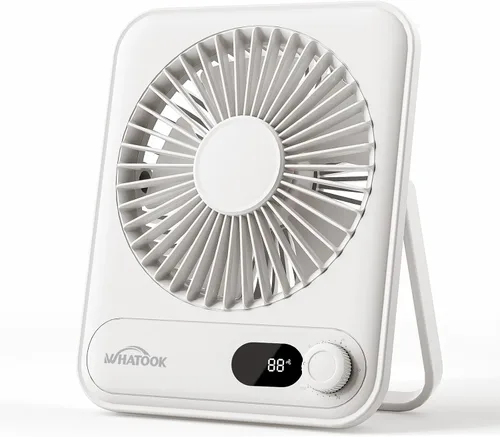 Miniatura 9 de WHATOOK Ventilador personal de escritorio pequeño: 5000 mAh 25 horas de batería de oficina, silencioso mini ventilador de escritorio portátil