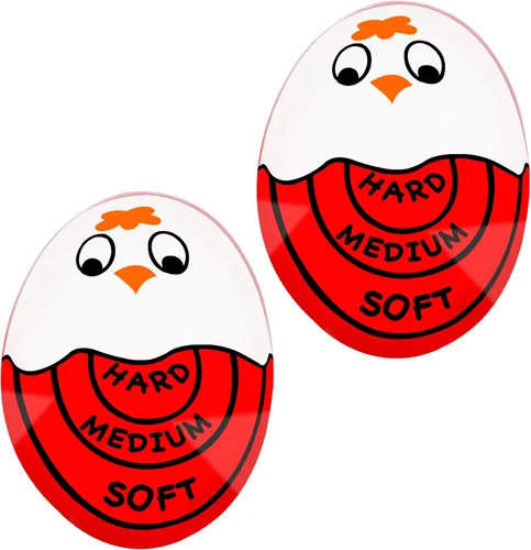 Eggssentials Paquete de 2 temporizadores de huevos rojos que van en el agua – Temporizador de huevos duros para huevos duros y huevos duros suaves,