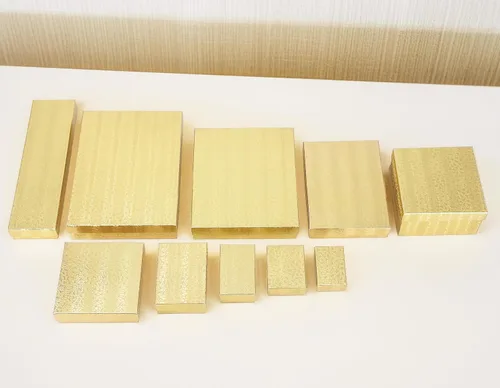 Miniatura 5 de TheDisplayGuys - Paquete de 25 Cajas de Regalo de Papel Cartón Kraft #82/Estuches para Joyas con Relleno de Algodón y Tapa - Lámina Dorada