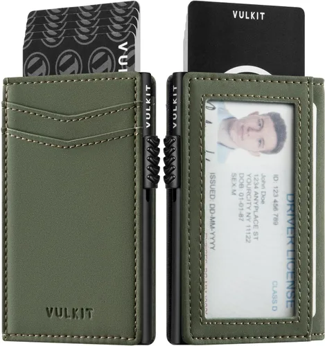 Miniatura 57 de VULKIT Billeteras delgadas para hombre, con bloqueo RFID, diseño minimalista con capacidad para hasta 11 tarjetas, Negro -, Minimalista