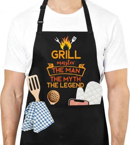 Miniatura 25 de Divertido delantal de cocina para mujeres y hombres, delantal de cocina para hornear con 2 bolsillos, lindo regalo de cumpleaños, Navidad, día