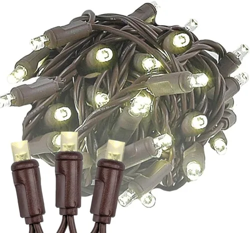 Miniatura 8 de Novelty Lights Guirnalda de luces LED multicolor de Navidad de 50 pies, 100 luces LED de Navidad de 6 pulgadas de espacio en cable marrón