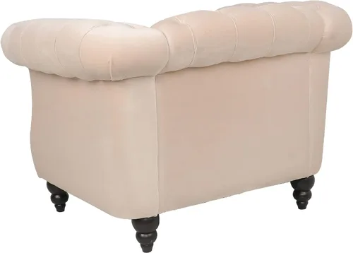 Miniatura 7 de LEVNARY Sillón Chesterfield de Terciopelo, Sillón Individual de Estilo Moderno de Mediados del Siglo con Respaldo de Botones y Decoración con Beige