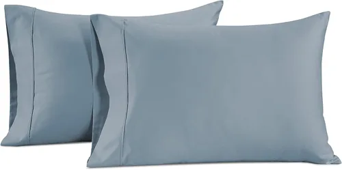 Miniatura 24 de LANE LINEN Juego de 2 almohadas tamaño Queen, suaves 100% algodón egipcio, frescas y lisas de 1000 hilos, fundas de almohada - Azul Estate